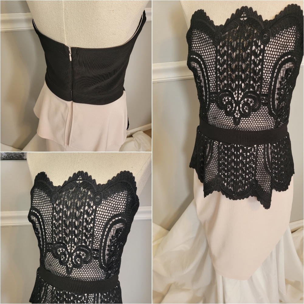 Lipsy London peplum lace, strapless dress. Never worn. Excellent condition! - Picture 1 of 5